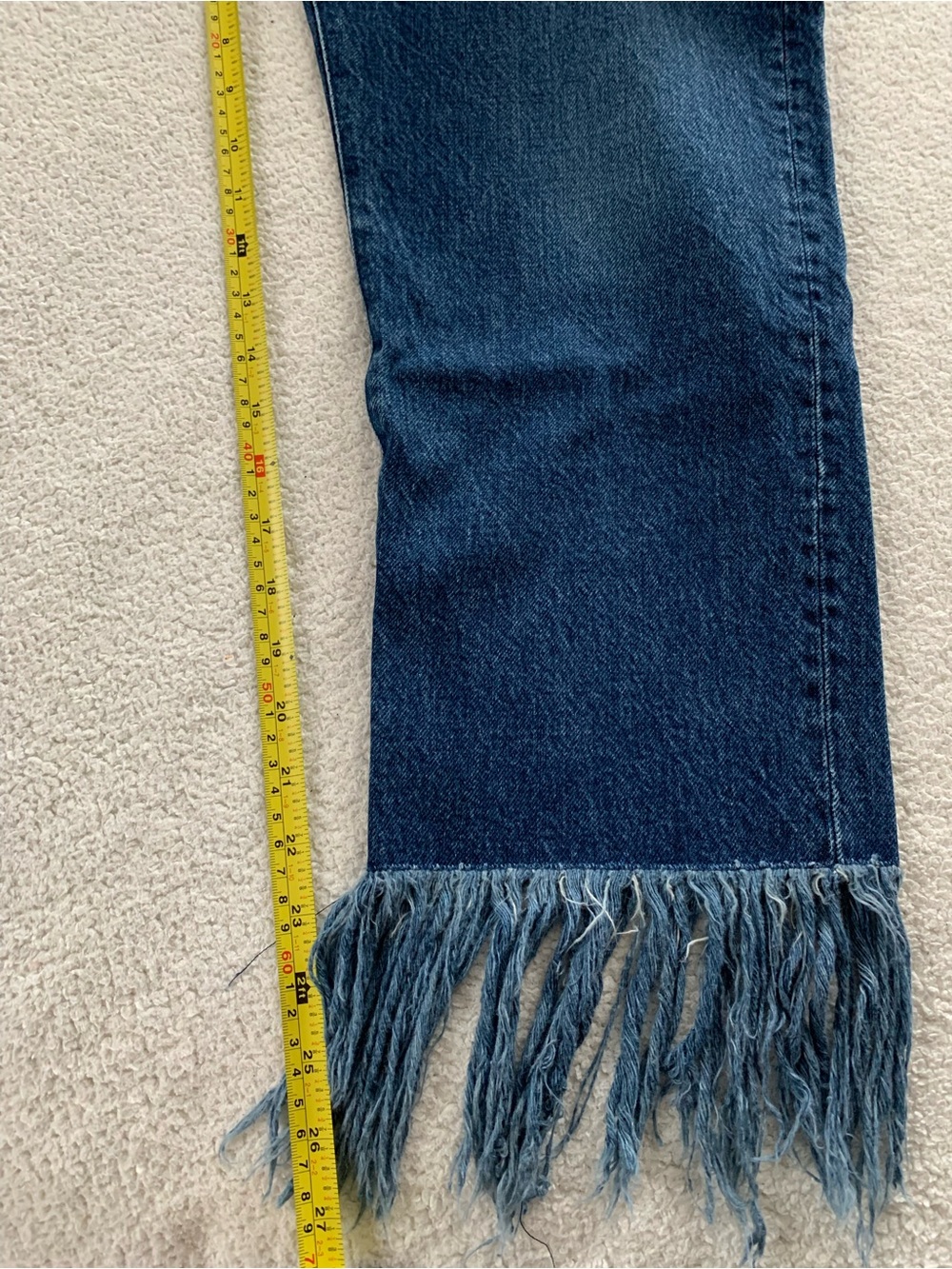 New York Designer Dark Blue Frayed Hem Size 31